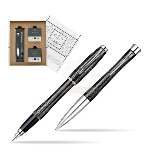 Zestaw prezentowy Parker Pióro + Długopis Parker Urban Premium Hebanowy Metal w białym pudełko Parker Eco
