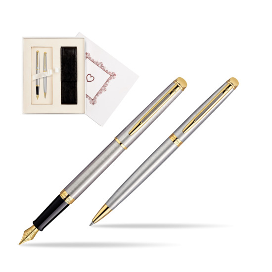 Zestaw prezentowy pióro wieczne + długopis Waterman Hémisphère Stalowa GT w pudełku Biel Od Serca