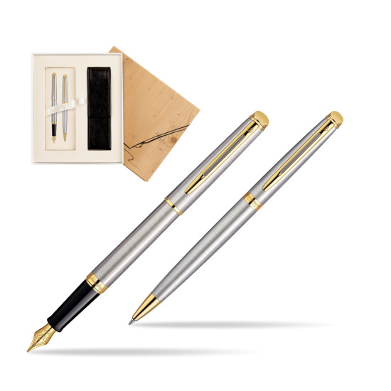 Zestaw prezentowy pióro wieczne + długopis Waterman Hémisphère Stalowa GT w pudełku Jubileusz 2