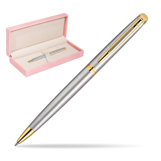 Długopis Waterman Hémisphère Stalowa GT w różowym pudełku zamszowym