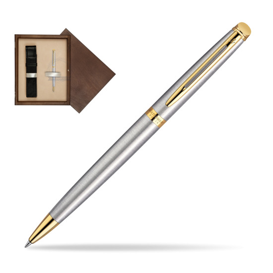 Długopis Waterman Hémisphère Stalowa GT w pudełku drewnianym Wenge Single Ecru
