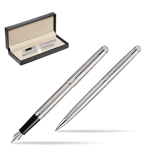 Zestaw prezentowy pióro wieczne + długopis Waterman Hémisphère Stalowa CT w pudełku classic black