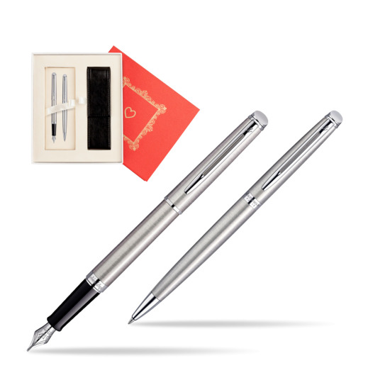 Zestaw prezentowy pióro wieczne + długopis Waterman Hémisphère Stalowa CT w pudełku Czerwień Od Serca