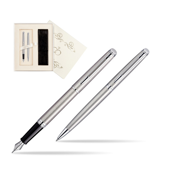 Zestaw prezentowy pióro wieczne + długopis Waterman Hémisphère Stalowa CT w pudełku Ślub
