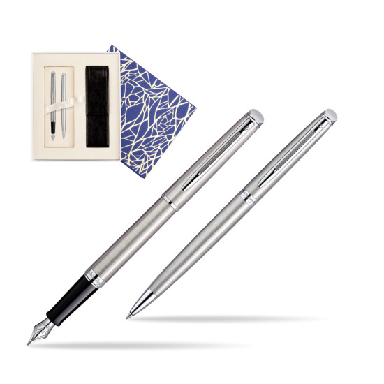 Zestaw prezentowy pióro wieczne + długopis Waterman Hémisphère Stalowa CT w pudełku Uniwersalne z etui
