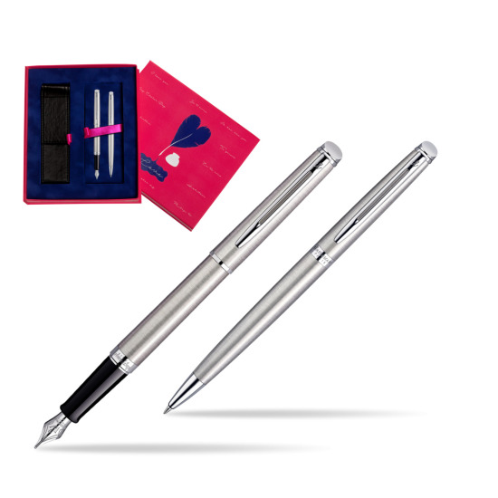 Zestaw prezentowy pióro wieczne + długopis Waterman Hémisphère Stalowa CT w pudełku Love