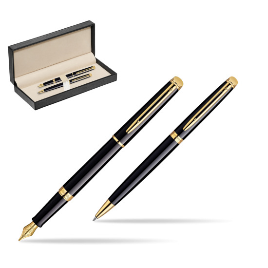 Zestaw prezentowy pióro wieczne + długopis Waterman Hémisphère Czerń GT w pudełku classic pure black