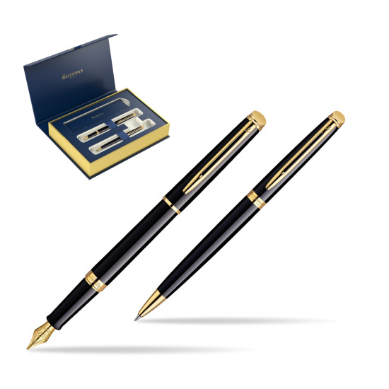 Zestaw prezentowy pióro wieczne + długopis Waterman Hémisphère Czerń GT 