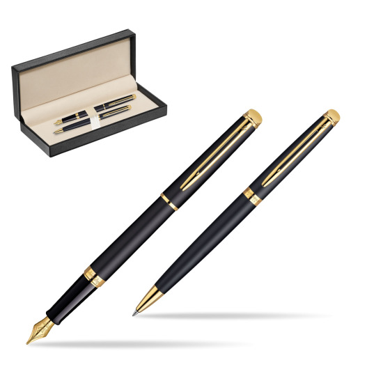 Zestaw prezentowy pióro wieczne + długopis Waterman Hémisph?re Czerń Matowa GT w pudełku classic pure black