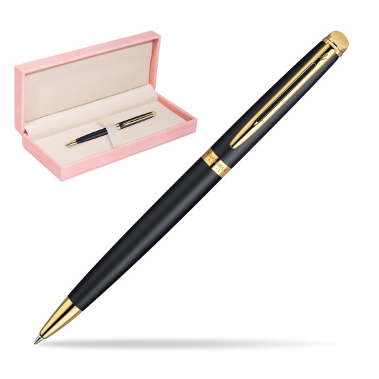 Długopis Waterman Hémisphère Czerń Matowa GT w różowym pudełku zamszowym