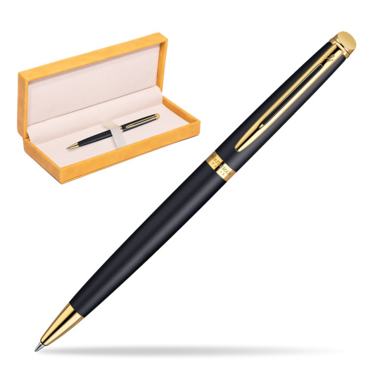 Długopis Waterman Hémisphère Czerń Matowa GT w żółtym pudełku zamszowym