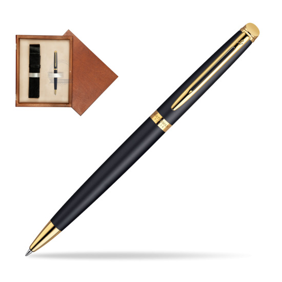 Długopis Waterman Hémisphère Czerń Matowa GT w pudełku drewnianym Mahoń Single Ecru