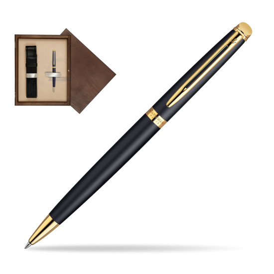 Długopis Waterman Hémisphère Czerń Matowa GT w pudełku drewnianym Wenge Single Ecru