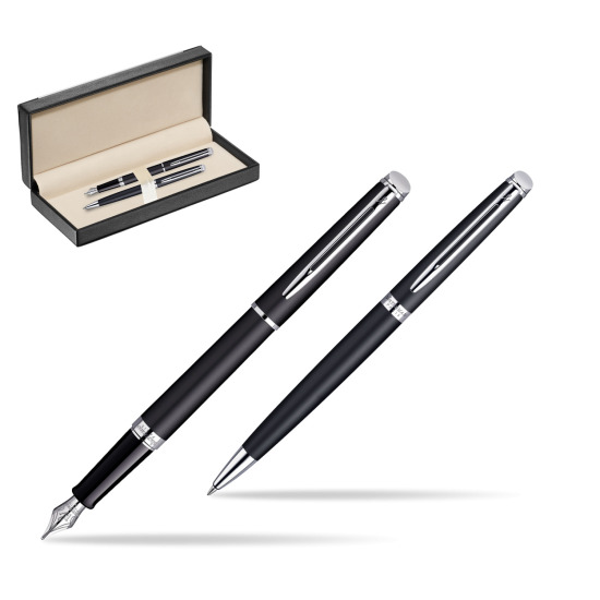 Zestaw prezentowy pióro wieczne + długopis Waterman Hémisphère Czerń Matowa CT w pudełku classic black