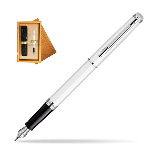 Pióro wieczne Waterman Hémisphère Biel CT w pudełku drewnianym Honey Single Ecru