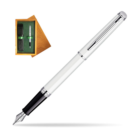 Pióro wieczne Waterman Hémisphère Biel CT w pudełku drewnianym Honey Single Zieleń