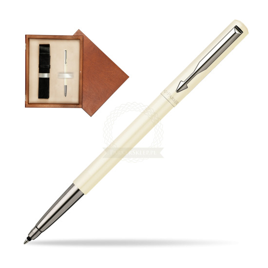 Długopis Parker Jotter Ecru w pudełku drewnianym Mahoń Single Ecru