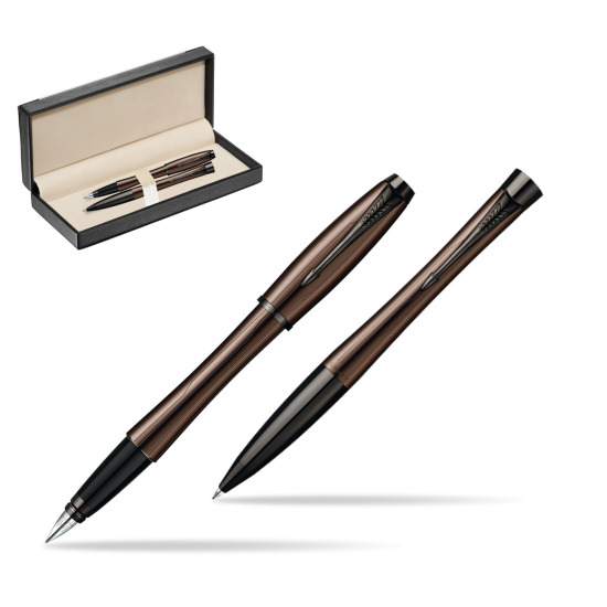 Zestaw prezentowy Parker pióro + długopis Urban Premium Brązowy w pudełku classic black
