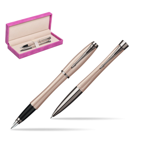 Zestaw prezentowy Parker pióro + długopis Urban Premium Różowy w pudełku zamszowym fuksja