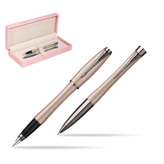 Zestaw prezentowy Parker pióro + długopis Urban Premium Różowy w różowym pudełku zamszowym