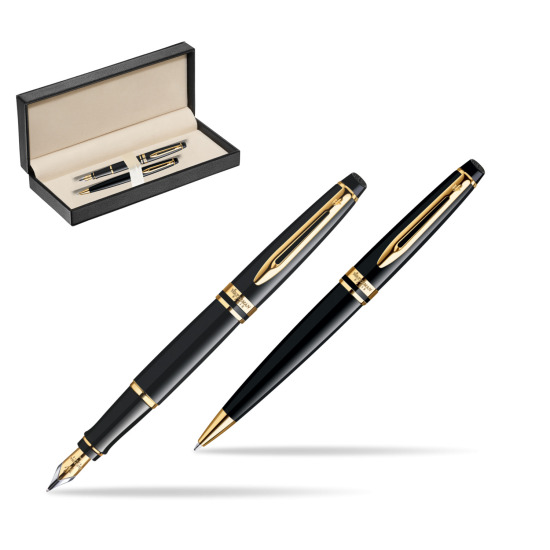 Zestaw prezentowy pióro wieczne + długopis Waterman Expert Czarny GT w pudełku classic pure black