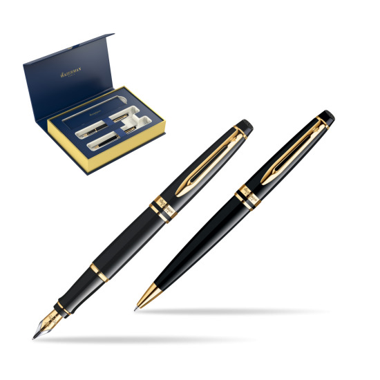 Zestaw prezentowy pióro wieczne + długopis Waterman Expert Czarny GT 