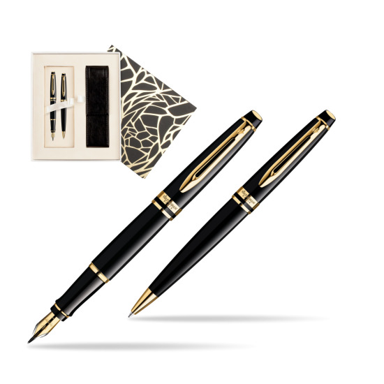 Zestaw prezentowy pióro wieczne + długopis Waterman Expert Czarny GT w pudełku Jubileusz
