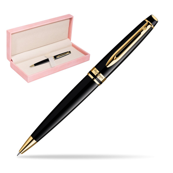 Długopis Waterman Expert Czarny GT w różowym pudełku zamszowym