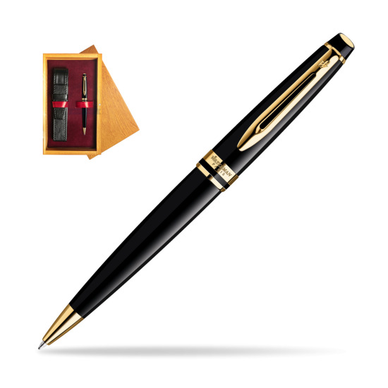 Długopis Waterman Expert Czarny GT w pudełku drewnianym Honey Single Bordo