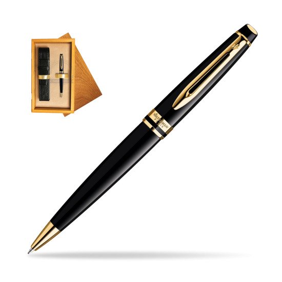 Długopis Waterman Expert Czarny GT w pudełku drewnianym Honey Single Ecru