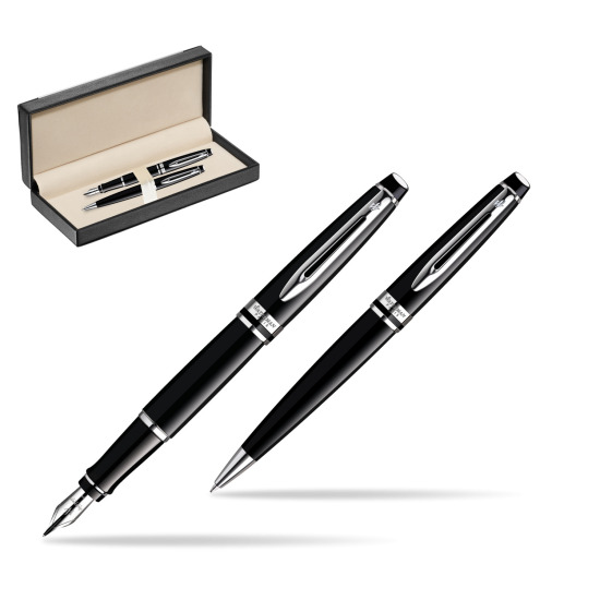 Zestaw prezentowy pióro wieczne + długopis Waterman Expert Czarny CT w pudełku classic black