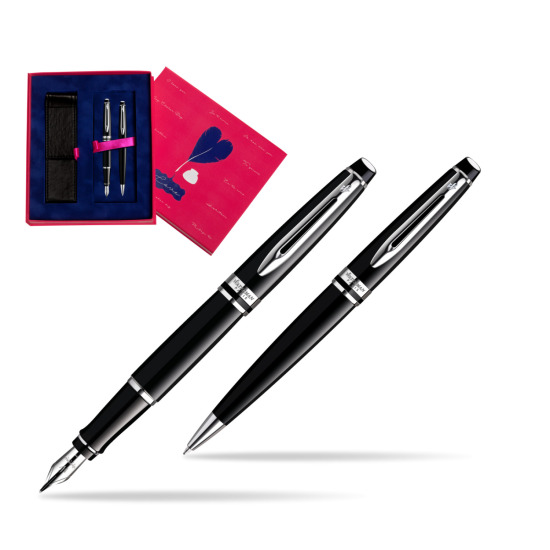 Zestaw prezentowy pióro wieczne + długopis Waterman Expert Czarny CT w pudełku Love