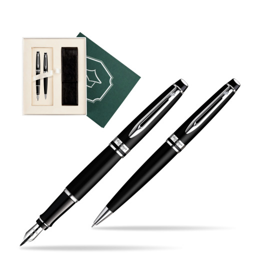 Zestaw prezentowy pióro wieczne + długopis Waterman Expert Czarny mat CT w pudełku Wiedza i Nauka