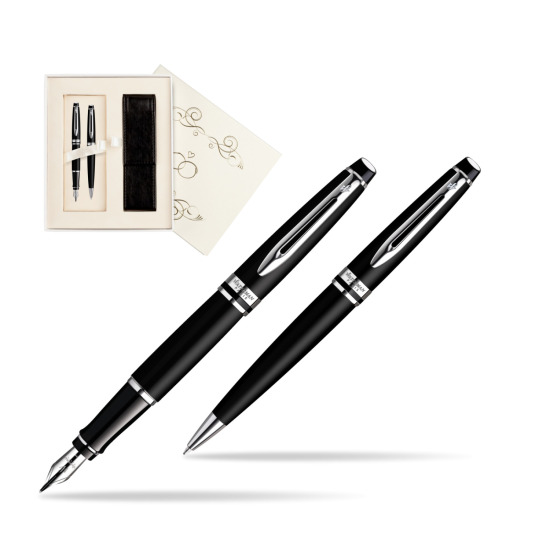 Zestaw prezentowy pióro wieczne + długopis Waterman Expert Czarny mat CT w pudełku Ślub