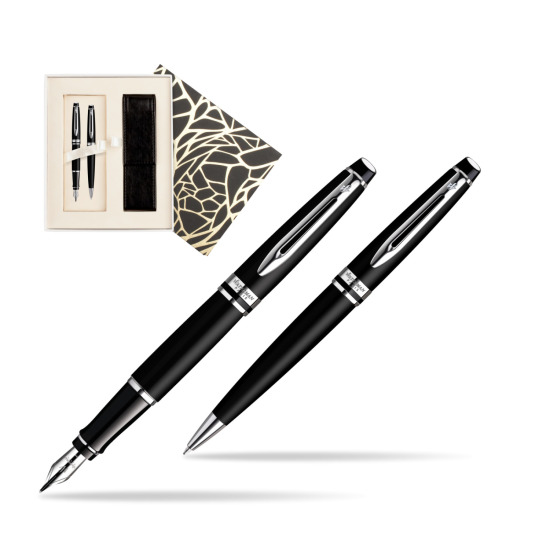 Zestaw prezentowy pióro wieczne + długopis Waterman Expert Czarny mat CT w pudełku Jubileusz