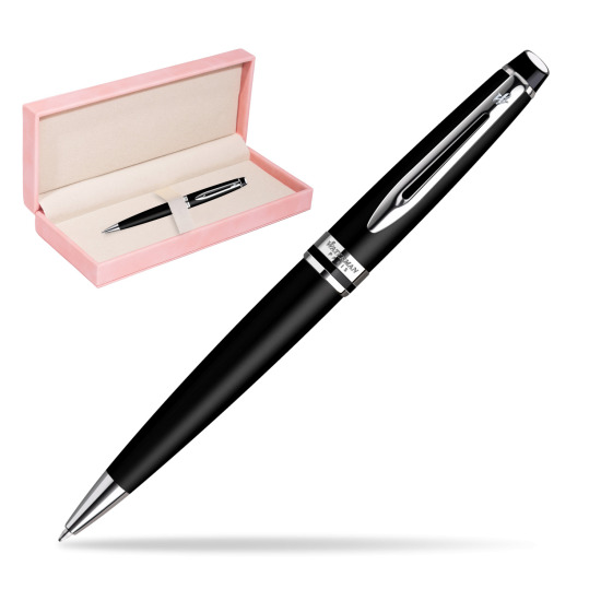 Długopis Waterman Expert Czarny Mat CT w różowym pudełku zamszowym