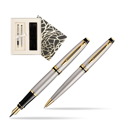 Zestaw prezentowy pióro wieczne + długopis Waterman Expert Stalowy GT w pudełku Jubileusz