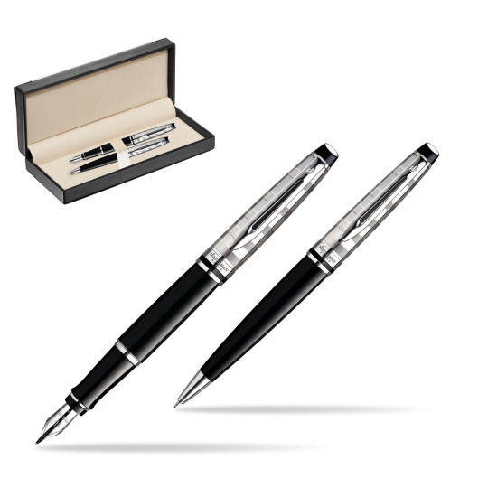Zestaw prezentowy pióro wieczne + długopis Waterman Expert Deluxe Czarny CT w pudełku classic black