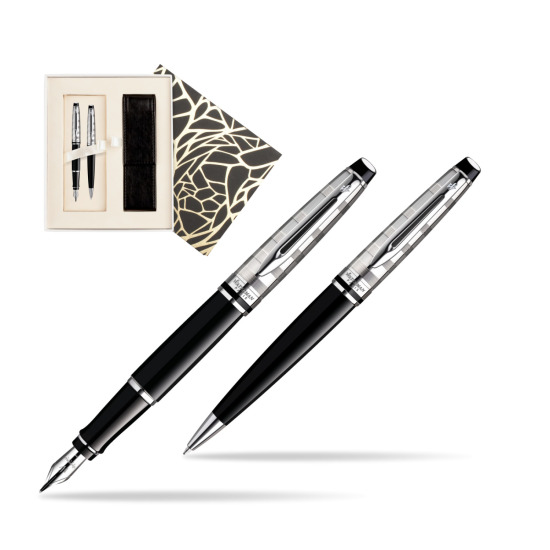 Zestaw prezentowy pióro wieczne + długopis Waterman Expert Deluxe Czarny CT w pudełku Jubileusz
