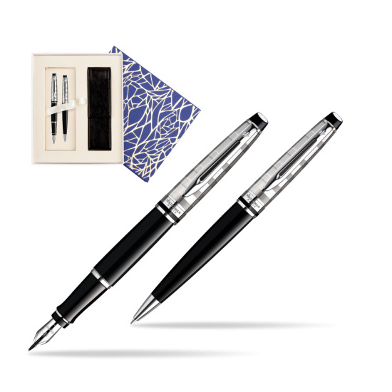 Zestaw prezentowy pióro wieczne + długopis Waterman Expert Deluxe Czarny CT w pudełku Uniwersalne z etui