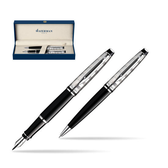 Zestaw prezentowy pióro wieczne + długopis Waterman Expert Deluxe Czarny CT 