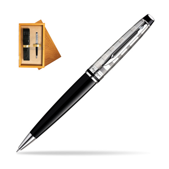 Długopis Waterman Expert Deluxe Czarny CT w pudełku drewnianym Honey Single Ecru