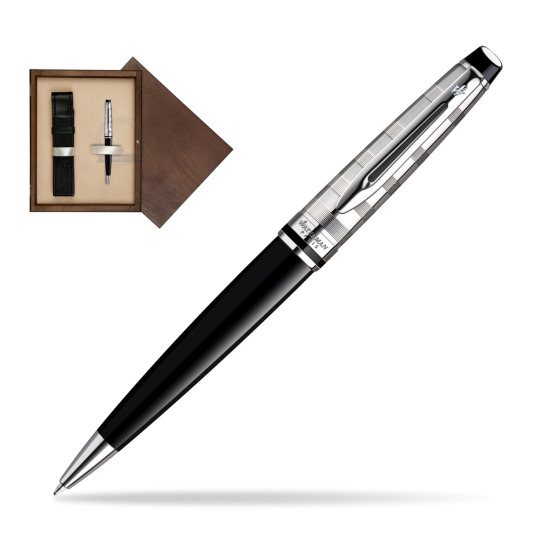Długopis Waterman Expert Deluxe Czarny CT w pudełku drewnianym Wenge Single Ecru